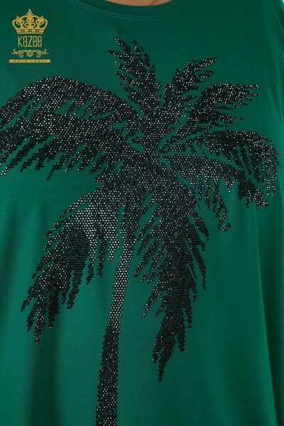 Bluză de damă cu model verde cu ridicata - 79325 | KAZEE - Thumbnail