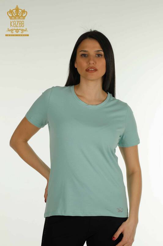 Bluză de damă cu ridicata Basic Mint - 79562 | KAZEE
