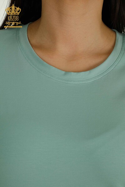 Bluză de damă cu ridicata Basic Mint - 79562 | KAZEE - Thumbnail