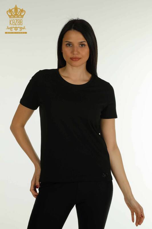 Bluză de damă cu ridicata Basic Black - 79562 | KAZEE