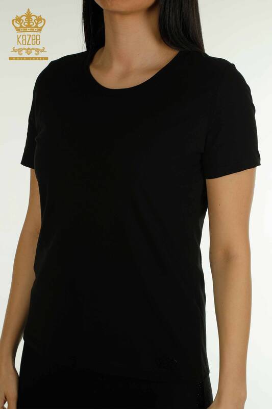 Bluză de damă cu ridicata Basic Black - 79562 | KAZEE