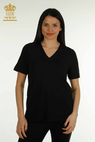 Bluză de damă cu ridicata Basic Negru - 79864 | KAZEE - Thumbnail