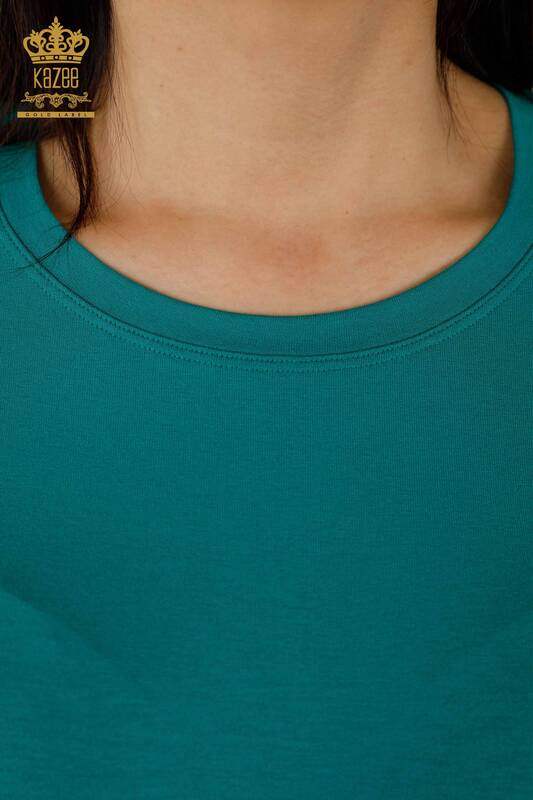 Bluză cu ridicata pentru femei Basic Green - 79219 | KAZEE