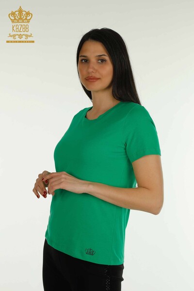 Bluză cu ridicata pentru femei Basic Green - 79562 | KAZEE - Thumbnail