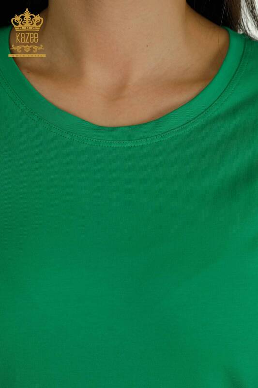 Bluză cu ridicata pentru femei Basic Green - 79562 | KAZEE