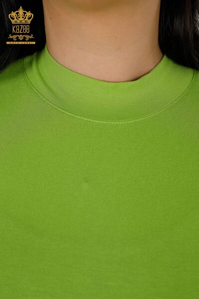 Bluză de damă cu ridicata Basic verde fistic - 79258 | KAZEE - Thumbnail