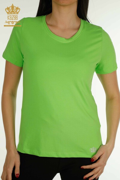 Bluză de damă cu ridicata Basic verde fistic - 79562 | KAZEE - Thumbnail