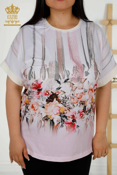 Kazee - Bluză de damă cu ridicata cu model floral digital - 79253 | KAZEE (1)