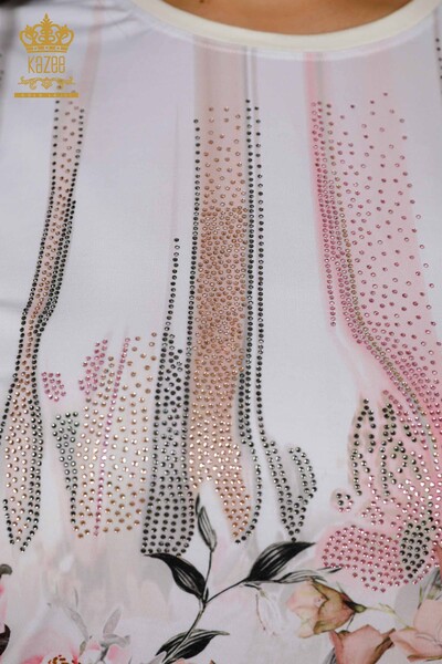Bluză de damă cu ridicata cu model floral digital - 79253 | KAZEE - Thumbnail