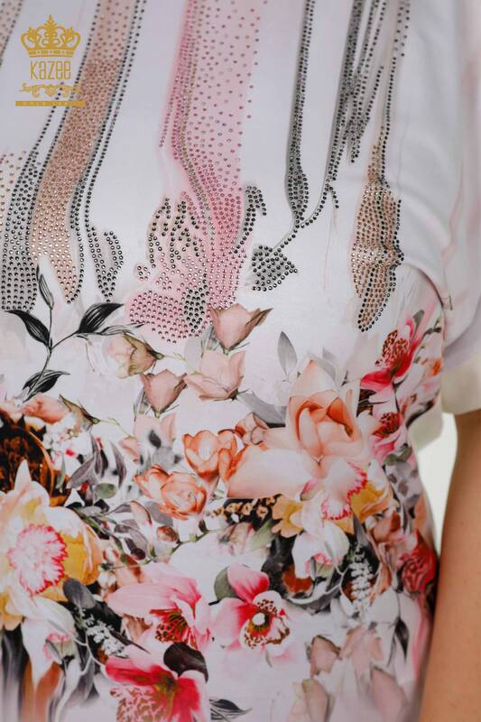 Bluză de damă cu ridicata cu model floral digital - 79253 | KAZEE