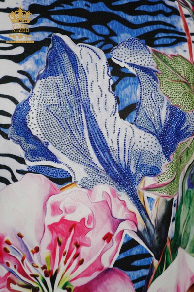 Bluză cu ridicata pentru femei Flower Digital - 79228 | KAZEE - Thumbnail