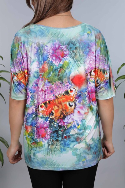 Bluză cu ridicata pentru femei cu model de fluture colorat imprimat digital -12005 | KAZEE - Thumbnail