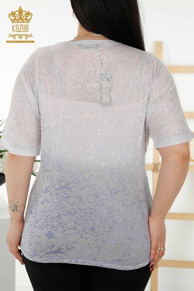 Bluză de damă cu ridicata cu model floral Indigo - 79126 | KAZEE - Thumbnail