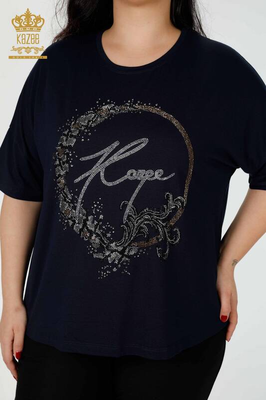 Bluză de damă cu ridicata Kazee Detailed Bleumarin - 77943 | KAZEE