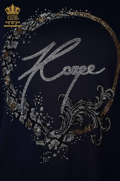 Bluză de damă cu ridicata Kazee Detailed Bleumarin - 77943 | KAZEE - Thumbnail