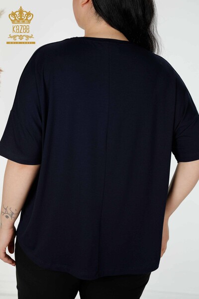 Bluză de damă cu ridicata Kazee Detailed Bleumarin - 77943 | KAZEE - Thumbnail