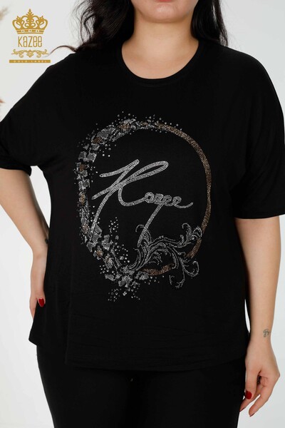 Bluză de damă cu ridicata Kazee Detailed Black - 77943 | KAZEE - Thumbnail