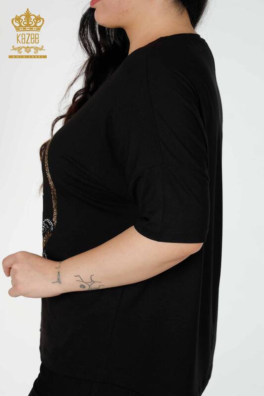 Bluză de damă cu ridicata Kazee Detailed Black - 77943 | KAZEE