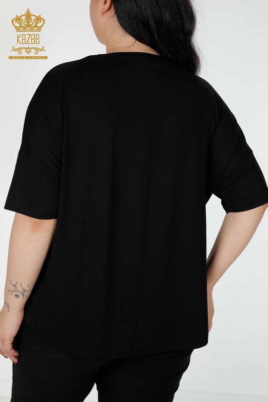 Bluză de damă cu ridicata Kazee Detailed Black - 77943 | KAZEE