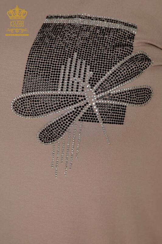 Bluză de damă cu ridicata Libelula nurcă detaliată - 79370 | KAZEE