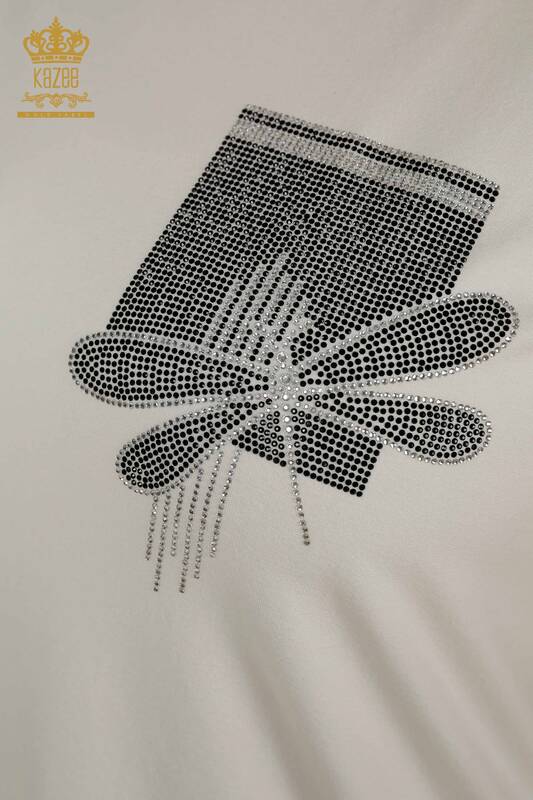 Bluză de damă cu ridicata Dragonfly Detailed Ecru - 79370 | KAZEE