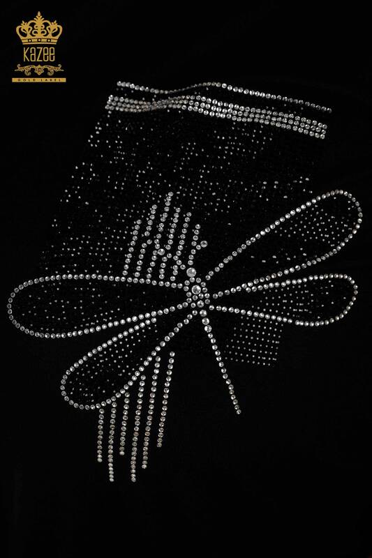 Bluză de damă cu ridicata Dragonfly Detaliat Negru - 79370 | KAZEE