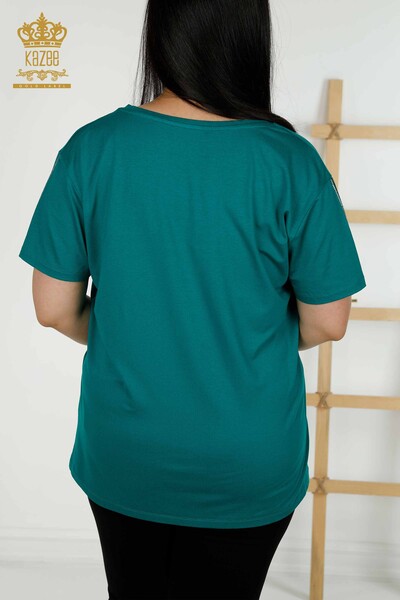 Bluză de damă verde cu detaliu libelulă - 79370 | KAZEE - Thumbnail