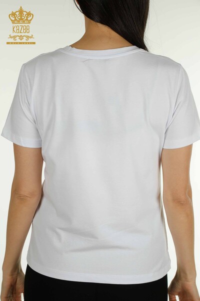 Bluză de damă cu ridicata - Mânecă scurtă - alb - 79561 | KAZEE - Thumbnail