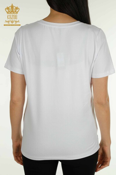 Bluză de damă cu ridicata - Mânecă scurtă - alb - 79563 | KAZEE - Thumbnail