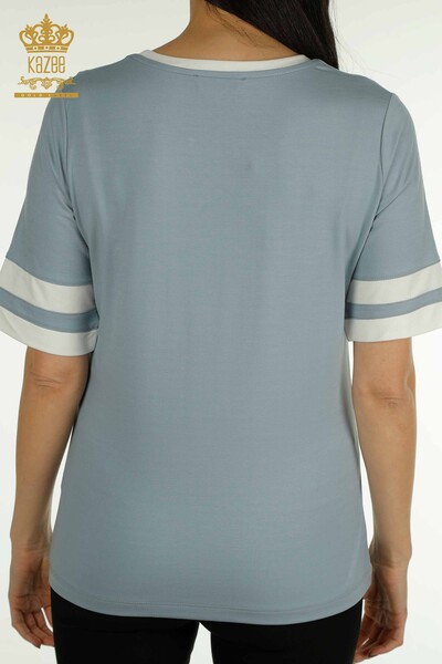Bluză de damă cu ridicata - Mânecă scurtă - albastru - 79536 | KAZEE - Thumbnail