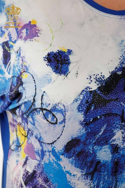Bluză cu mânecă scurtă pentru femei Digital - 12088 | KAZEE - Thumbnail