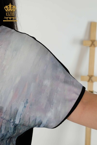 Bluză cu mânecă scurtă pentru femei Digital - 79229 | KAZEE - Thumbnail