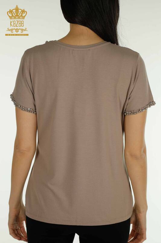 Bluză cu mânecă scurtă pentru femei din nurcă - 79197 | KAZEE