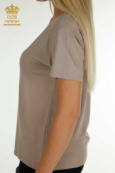 Bluză cu mânecă scurtă pentru femei din nurcă - 79239 | KAZEE - Thumbnail