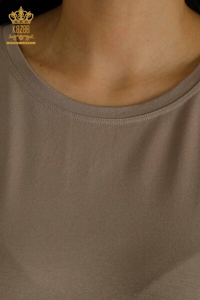 Bluză cu mânecă scurtă pentru femei din nurcă - 79302 | KAZEE - Thumbnail