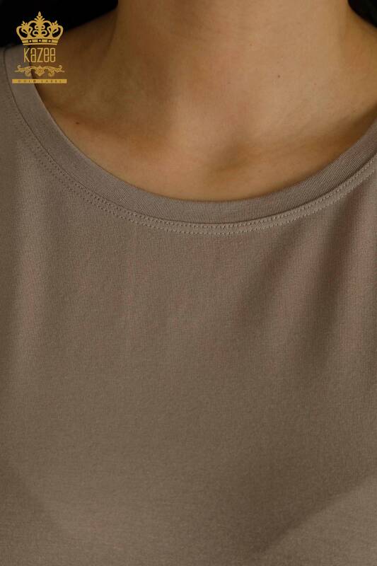 Bluză cu mânecă scurtă pentru femei din nurcă - 79302 | KAZEE