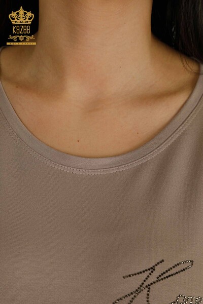 Bluză cu mânecă scurtă pentru femei din nurcă - 79317 | KAZEE - Thumbnail