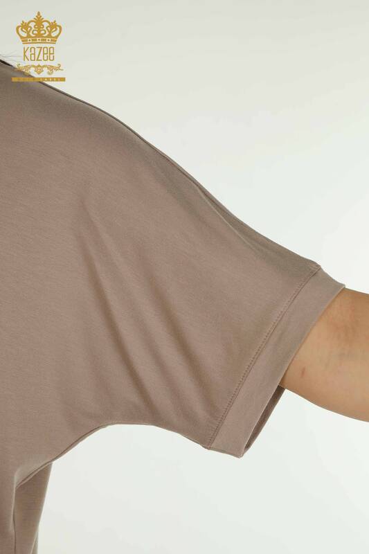 Bluză cu mânecă scurtă pentru femei din nurcă - 79317 | KAZEE