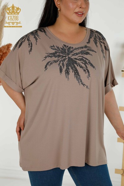 Bluză cu mânecă scurtă pentru femei din nurcă - 79324 | KAZEE - Thumbnail