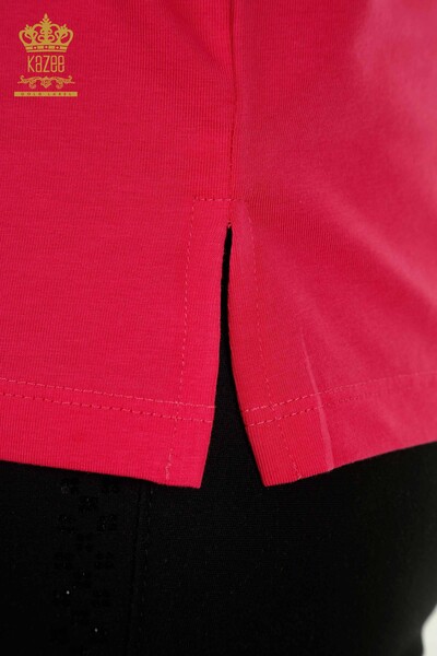 Bluză de damă cu ridicata - mânecă scurtă - fucsia - 79563 | KAZEE - Thumbnail