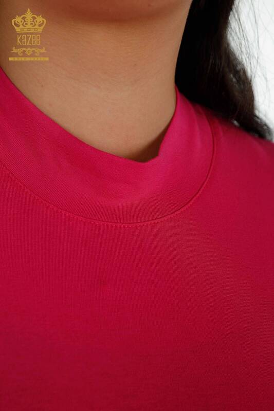 Bluză de damă cu mânecă scurtă Fuchsia - 79264 | KAZEE