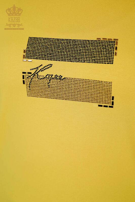 Bluză de damă cu mânecă scurtă galbenă - 79349 | KAZEE