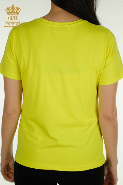 Bluză de damă cu ridicata - Mânecă scurtă - galbenă - 79561 | KAZEE - Thumbnail