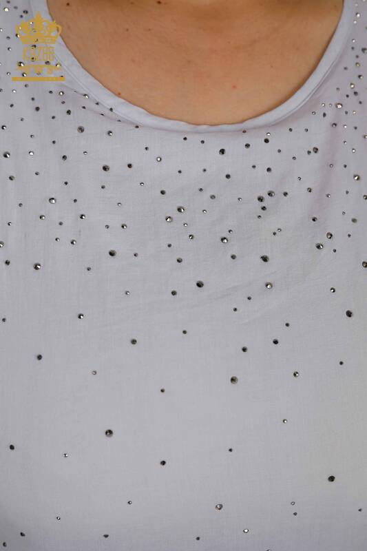Bluză de damă cu mânecă scurtă gri - 20278| KAZEE