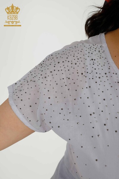Bluză de damă cu mânecă scurtă gri - 20278| KAZEE - Thumbnail