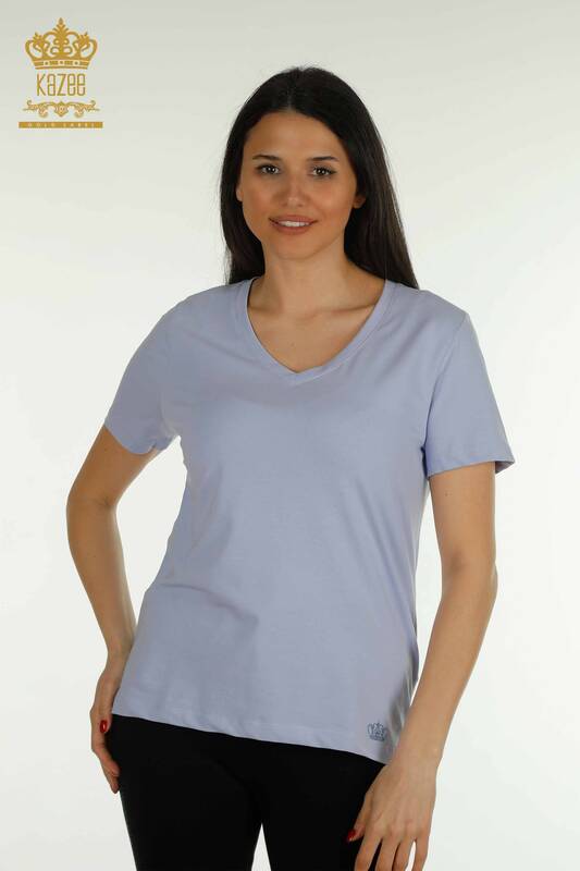 Bluză de damă cu ridicata - Mânecă scurtă - liliac - 79561 | KAZEE