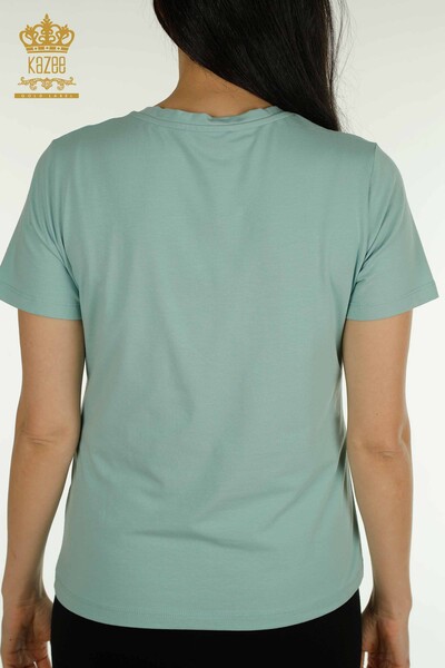 Bluză de damă cu ridicata - Mânecă scurtă - mentă - 79561 | KAZEE - Thumbnail