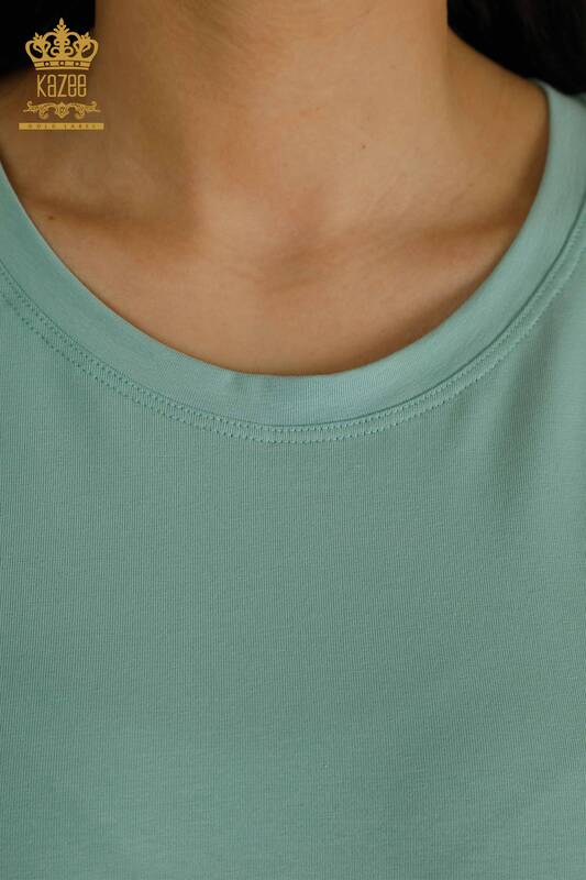 Bluză de damă cu ridicata - Mânecă scurtă - mentă - 79563 | KAZEE