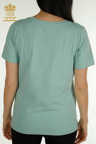 Bluză de damă cu ridicata - Mânecă scurtă - mentă - 79563 | KAZEE - Thumbnail