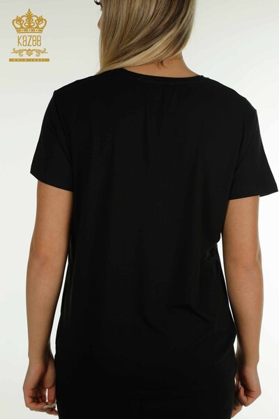 Bluză cu mânecă scurtă pentru femei negru - 79239 | KAZEE - Thumbnail